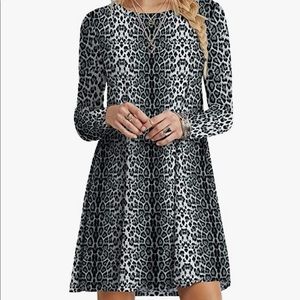 Snow Leopard Long Sleeve Dress